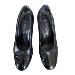Vintage Simard Leather Block Heeled Pumps